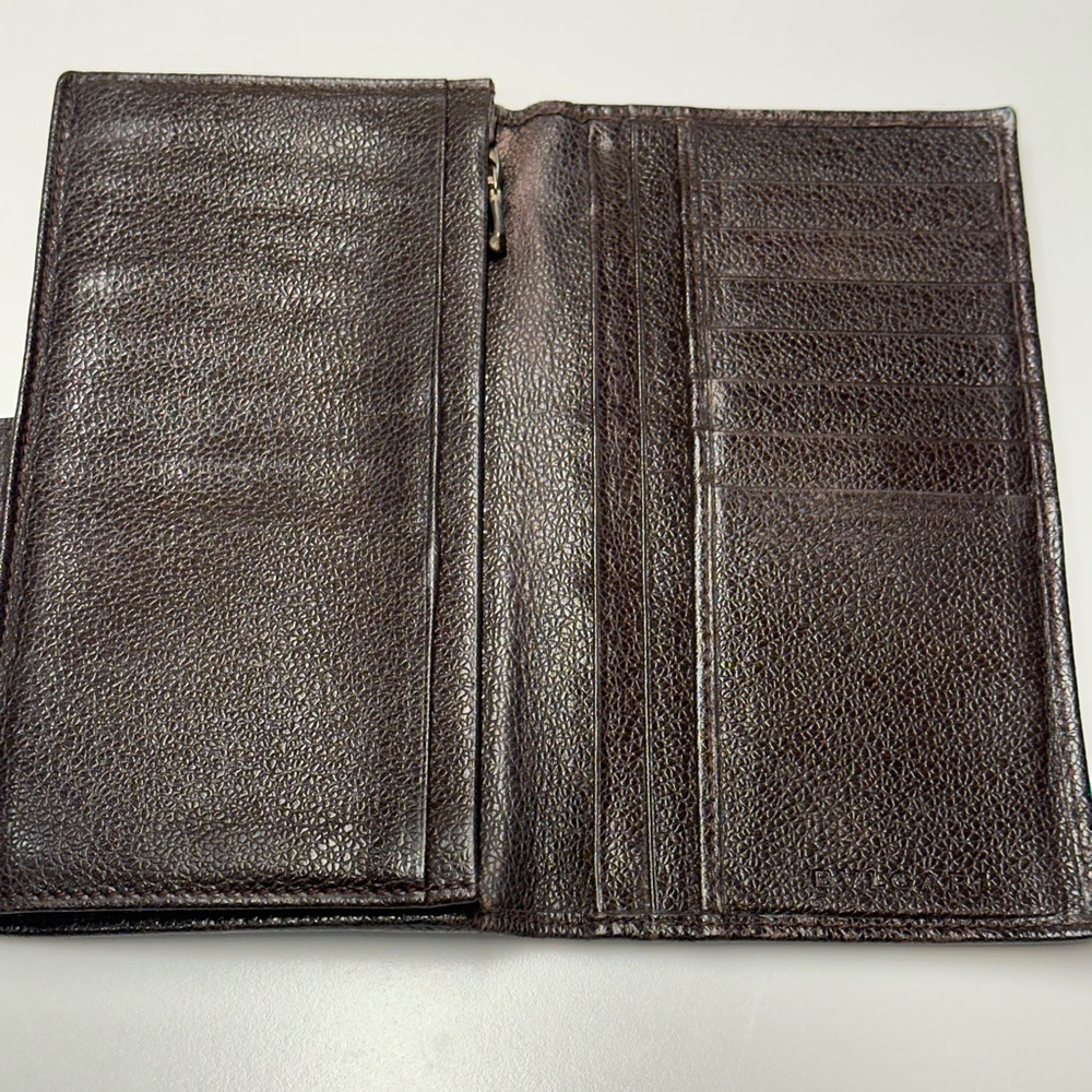 Bulgari Dark Chocolate Brown B Zero Bifold Leather Wallet Vintage - Picture 9 of 14